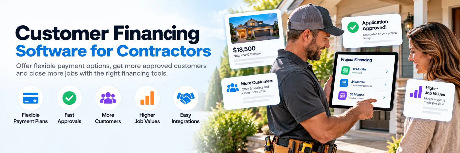 Customer financing software for contractors showing payment plans, financing approvals and project options