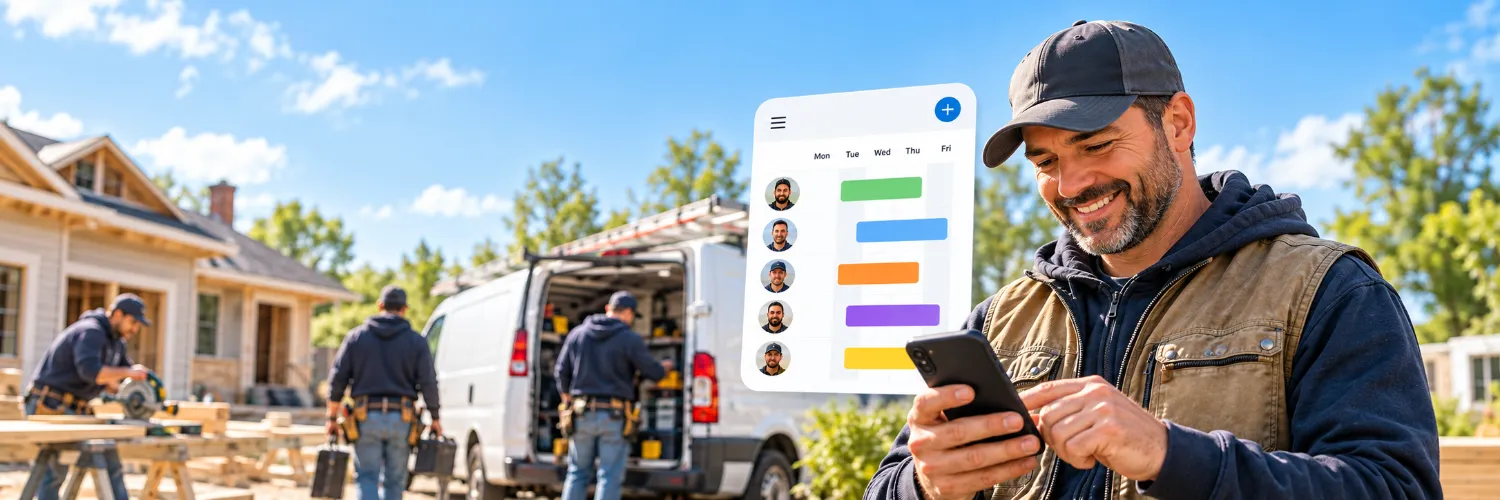 Employee scheduling and workforce management software for contractors showing field crews, team schedules and time tracking