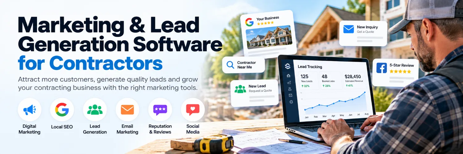 Lead generation software for contractors showing marketing campaigns, new leads and performance tracking