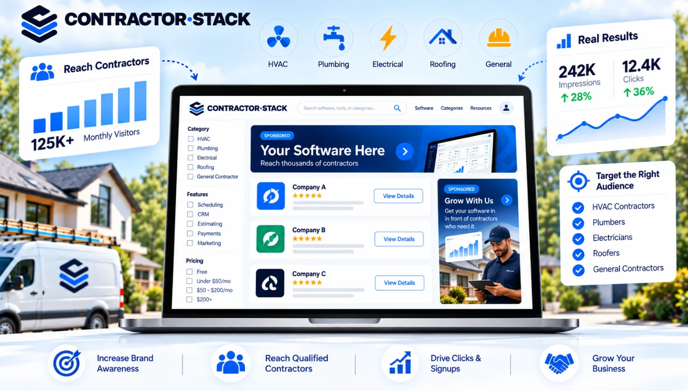 Contractor Stack advertising and sponsorship opportunities for reaching contractors and home-service businesses
